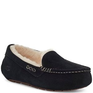 UGG, Black Ansley Water Resistant Suede Wool Lined Slippers size 8